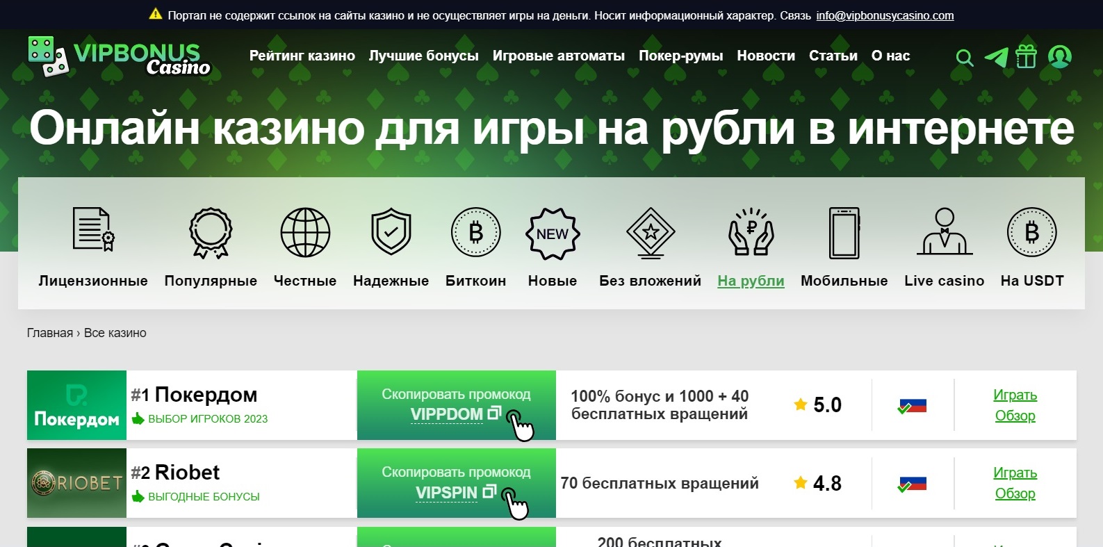 лучшие онлайн казино на рубли